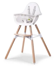 Childhome  Evolu 2 High Chair 2 In 1 + Bumper - Natural White