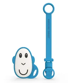 Matchstick Monkey Flat Face - Teether And Soother Clip Blue