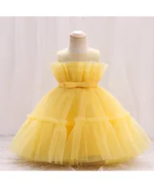 فستان منفوش مزين بطبقات من دي دانيلا - أصفر