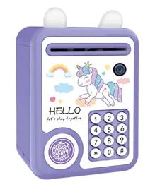 Little Story Cute Piggy Bank With Fingerprint Lock & Music Unicorn - Purple