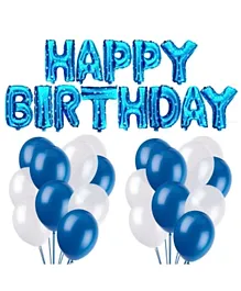 Party Propz Happy Birthday Metallic Blue & White Combo - Pack of 63