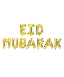 Eid Party Gold Eid Mubarak Foil Letter Balloons - 10 Pieces