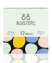&Sisters Organic Cotton Pads With Wings | Medium Absorbency - 12 Pads