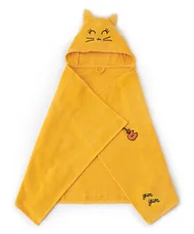 Milk&Moo Tombish Cat Velvet Hooded Baby Towel - Yellow