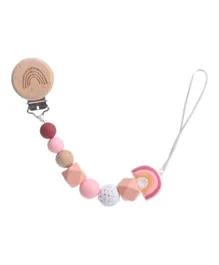 Factory Price Sandi Silicone and Wooden Pacifier Clip - Peach