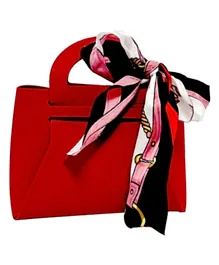 Brain Giggles Leather Gifts Hand Bag with Ribbon - Red