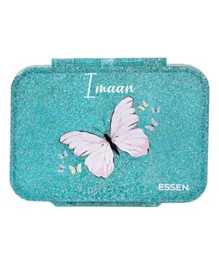 Essen Personalized Tritan Bento Lunch Box – Teal Glitter Butterfly