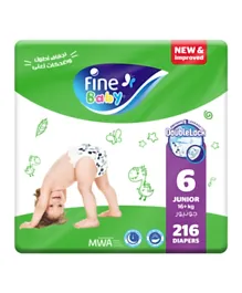Fine Baby Diapers Mega Pack  DoubleLock Technology Size 6  Junior Value Bundle Pack of 3 - 198 diaper count