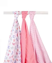 بطانيات هدسون لملابس الأطفال لوكس من الموسلين مع تصميم حديقة الفراشات - 3 قطع
