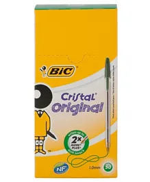 BIC Cristal Original Medium Nib Ball Pens Green Ink - 50 Pieces