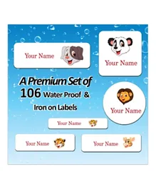 Ajooba Value Pack with Personalized Waterproof and Iron On Labels 0041 - Pack Of 106