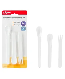 Pigeon Baby's First Spoon & Fork Set - White