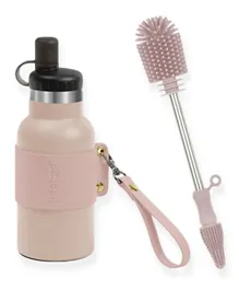 Haakaa Easy Carry Insulated Water Bottle Blush + Silicone Double Ended Brush Blush