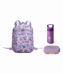Star Babies Back to School Backpack Water Bottle & Lunch box Combo Set Lavender - 10 Inch
