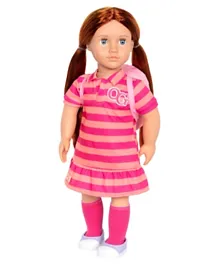 Our Generation Kimmy Doll With Striped Dress & Polka Dot Knapsack - Height 46 cm