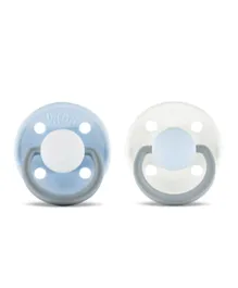 Rebael Fashion Natural Rubber Round 2 Pacifiers - Cold White Pony/Snowy Sky Pony