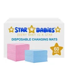 Star Babies Disposable Changing Mats Pack of 60 - Blue/Lavender