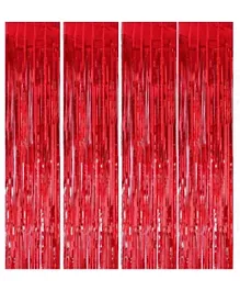 Highlands Red Metallic Foil Fringe Curtain - Pack of 4