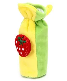 Babyhug Plush Bottle Cover Strawberry Motif Large - Yellow And Green