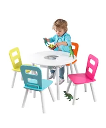 Kidkraft Round Storage Table & 4 Chair Set - Multicolor