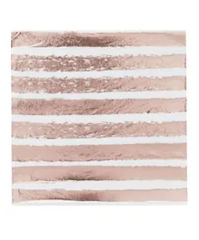 Hootyballoo Rose Gold Striped Paper Napkins - 16 Pieces