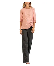 Mums & Bumps Attesa 3/4th Sleeve Maternity Blouse with Ruffles - Pink