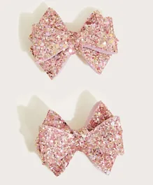 Monsoon Children Sparkle Sprinkle Bow Hair Clip Twinset - Pink