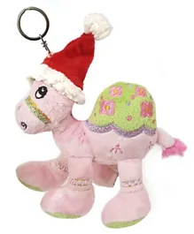 Fay Lawson Camel Key Ring With Fluffy Santa Hat Light Pink - 12 cm