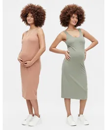Mamalicious 2 Pack Round Neck Maternity Dress - Multicolor