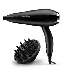 Babyliss DC Ionic Diffuser Dryer with Nozzle - Black and Silver