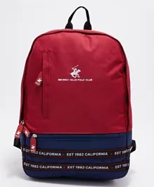 Beverly Hills Polo Club Logo Embroidered Backpack Red - 17.7 Inches