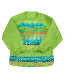 Green Sprouts Snap & Go Easy wear Long Sleeve Bib - Green Safari