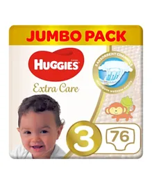 Huggies Extra Care Diapers Jumbo Pack Size 3 - 76 Pieces