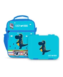 Eazy Kids Dino Bento Boxes With Insulated Lunch Bag Combo Dino - Blue