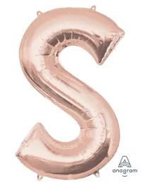 Anagram Letter S Rose Gold Foil Balloon - 40 Inches