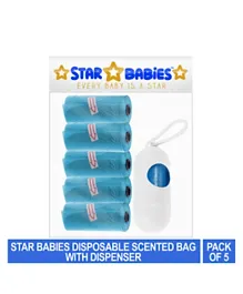 Star Babies Pack of 5 Scented Bag Rolls with Dispenser - Blue