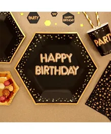 Neviti Glitz & Glamour Black & Gold Happy Birthday Plate - Large