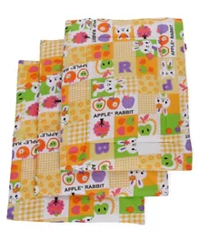 Babyhug Multi Purpose Baby Mat Apple Rabbit Print Set Of 4 - Yellow