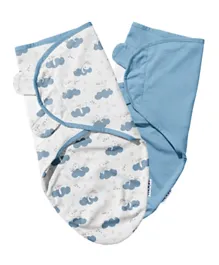 Moon Organic Baby Swaddles Rabbit Print And Blue - Pack of 2