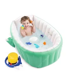 بايبي - حوض استحمام للأطفال قابل للنفخ سانسا مع مضخة هواء - أخضر