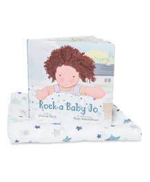 Lulujo Baby Rock A Baby Jo Cotton Swaddle & Book Gift Set - Multicolor