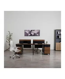PAN Home Kastle Office Workstation 4 Person Melamine - Dark Brown Oak