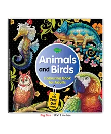 صوان كتاب تلوين كبير للكبار - الحيوانات والطيور - إنجليزي