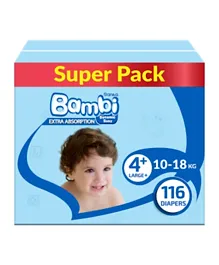 Sanita Bambi Baby Diapers Super Pack Size 4+ - 116 Pieces