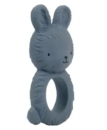 A Little Lovely Company Teething Ring Bunny Charcoal - Blue