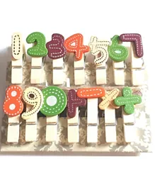 Art & Craft Wooden Craft Number Notation Pegs - Pack of 14