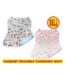 Sunbaby Reusable Changing Mats Buy 1 Get 1 Free - Multicolour