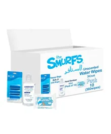 Smurfs Water Wipes with Vibrant Sanitizers & Nappy Bags - Value Pack