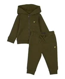 Lyle & Scott Toddler Logo Embroidered  Hooded Jacket And  Joggers Set - Green