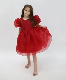 فستان منفوخ من التل للحفلات من دي دانيلا - أحمر